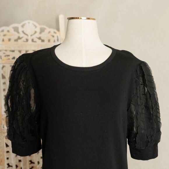 On Twelfth Black‎ Lace Sleeve T-Shirt Dress size L - Picture 4 of 10